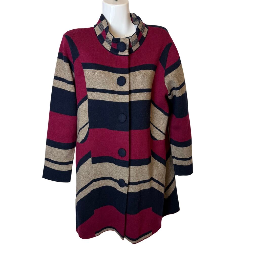 VTG 100% Mink Cashmere Cardigan XL Artsy Colorblock Knit Jacket Pockets Luxury